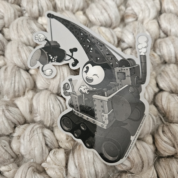 Bendy and the Ink Machine 2 Enamel Pins and 2 Stickers Lot BATIM Collectible - Picture 3 of 6